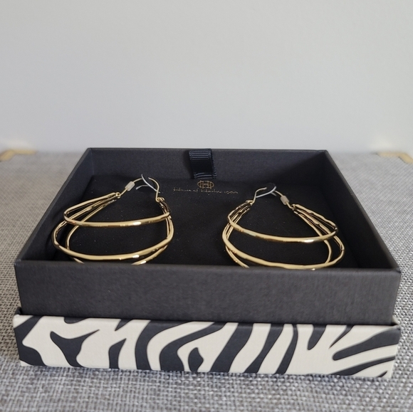 House of Harlow 1960 18K Gold Plated Triple Hoop Earrings - Picture 5 of 6